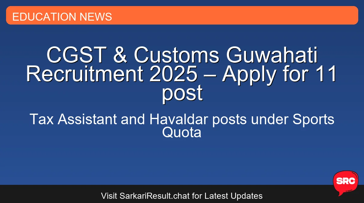 CGST & Customs Guwahati Recruitment 2025 – Apply for 11 post