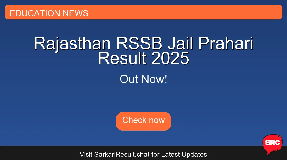 Rajasthan RSSB Jail Prahari Result 2025